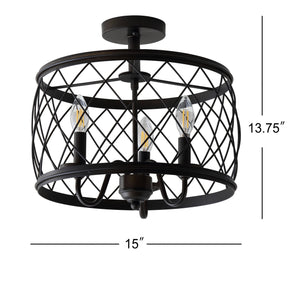 Eleanor 3-Light Metal LED Semi Flush Mount Ceiling Light