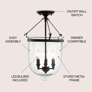 Charlotte Metal/Glass LED Semi-Flush Mount