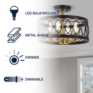 Sylvain Metal LED Semi-Flush Mount