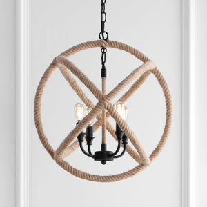 Soka Adjustable Globe Metal/Rope LED Pendant