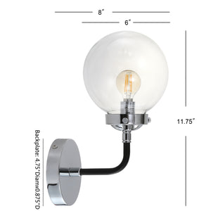 Caleb 1-Light Contemporary Transitional Iron/Glass LED Vanity Light
