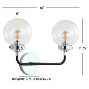Caleb 2-Light Contemporary Transitional Iron/Glass LED Vanity Light