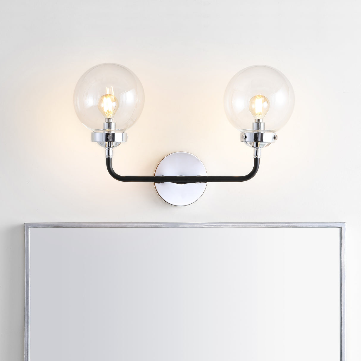 Caleb 2-Light Contemporary Transitional Iron/Glass LED Vanity Light