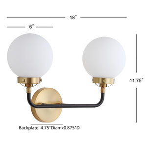 Caleb 2-Light Contemporary Transitional Iron/Glass LED Vanity Light
