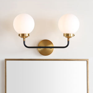 Caleb 2-Light Contemporary Transitional Iron/Glass LED Vanity Light