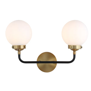 Caleb 2-Light Contemporary Transitional Iron/Glass LED Vanity Light