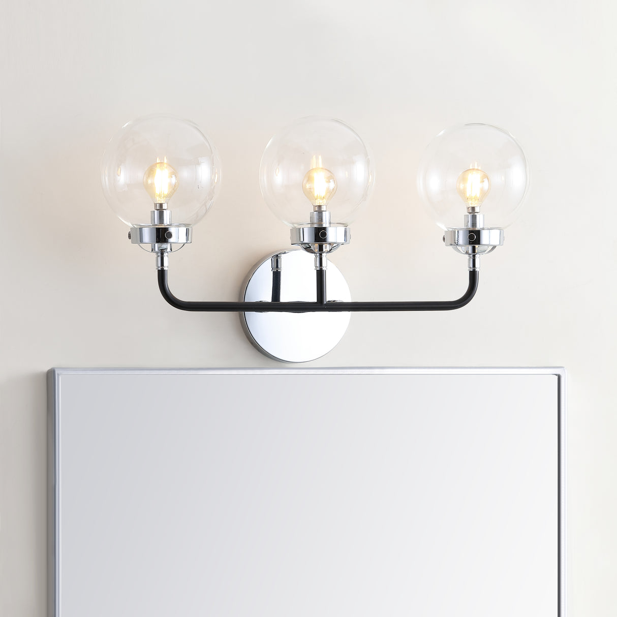 Caleb 3-Light Contemporary Transitional Iron/Glass LED Vanity Light
