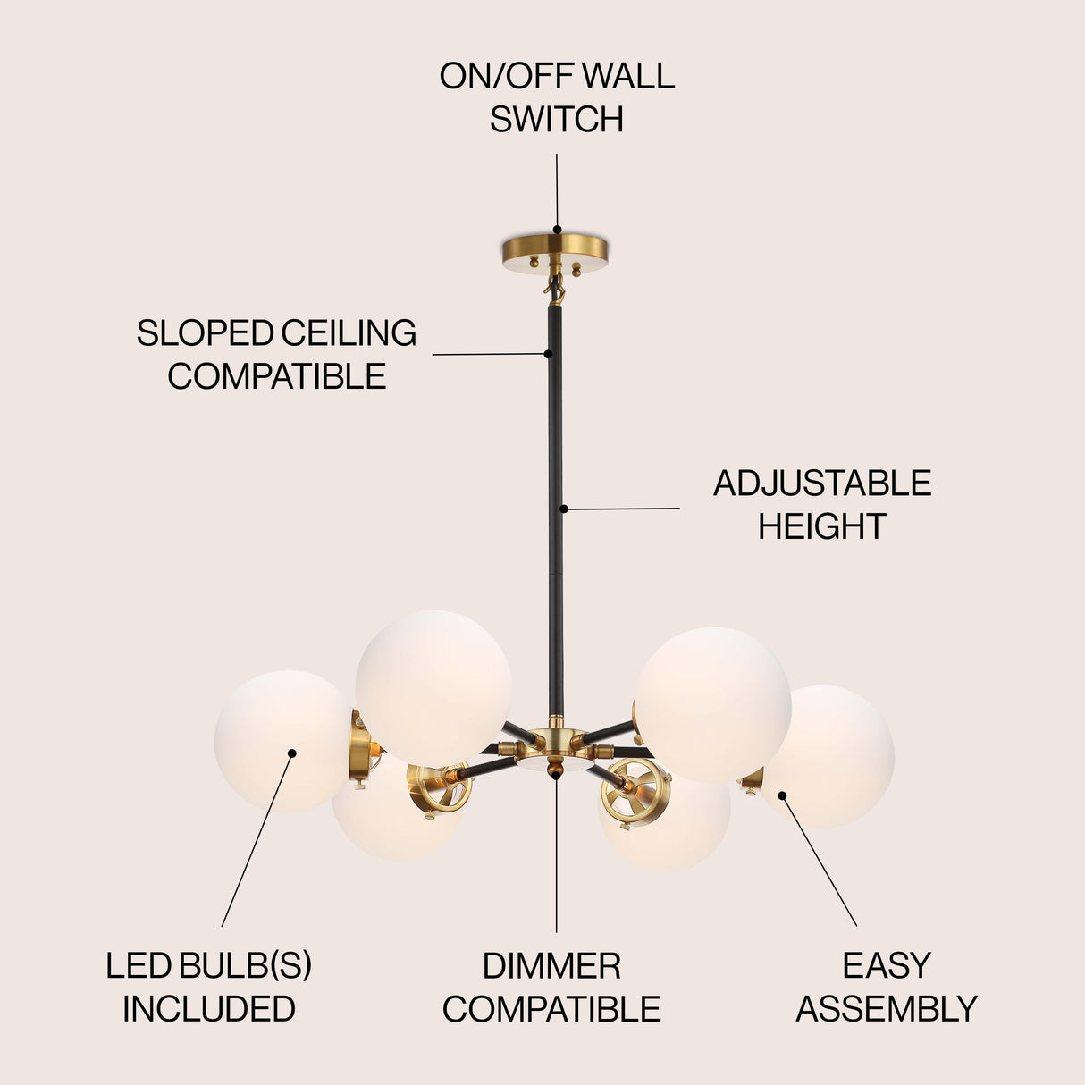 Caleb Brass Cluster Pendant Brass Gold/Black