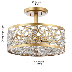 Leila Iron/Crystal Modern Glam LED Flush Mount