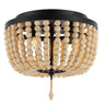Allison 2-Light Shabby Chic Farmhouse Wood Beaded/Metal LED Flush Mount