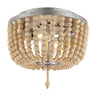 Allison 2-Light Shabby Chic Farmhouse Wood Beaded/Metal LED Flush Mount