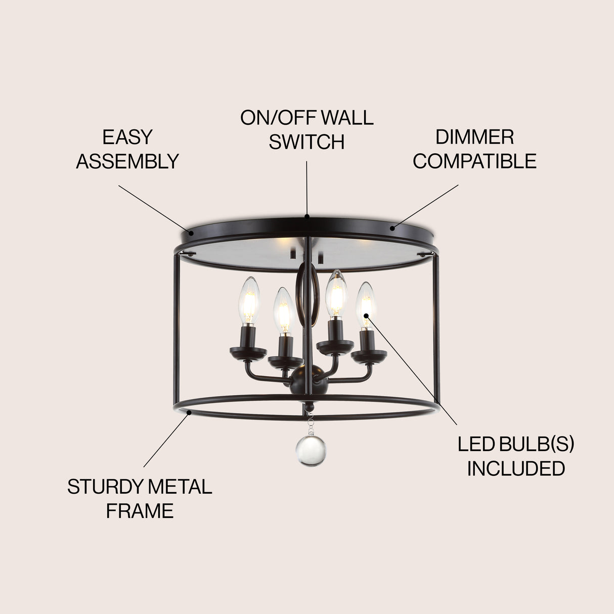 Alma Metal LED Flush Mount