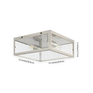 Grayson 2-Light Bohemian Farmhouse Iron/Glass LED Flush Mount