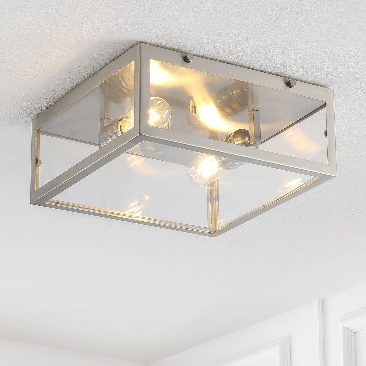 Grayson 2-Light Bohemian Farmhouse Iron/Glass LED Flush Mount