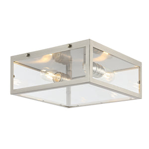 Grayson 2-Light Bohemian Farmhouse Iron/Glass LED Flush Mount