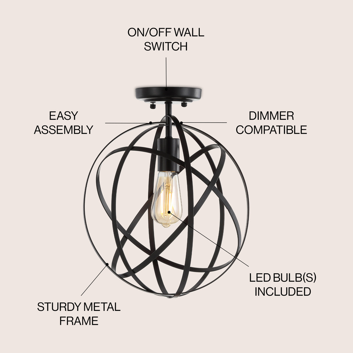 Alma Metal LED Flush Mount