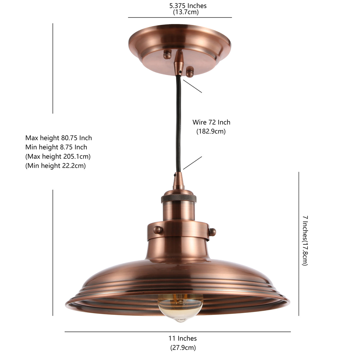 Bedford Adjustable Iron Industrial Rustic LED Pendant
