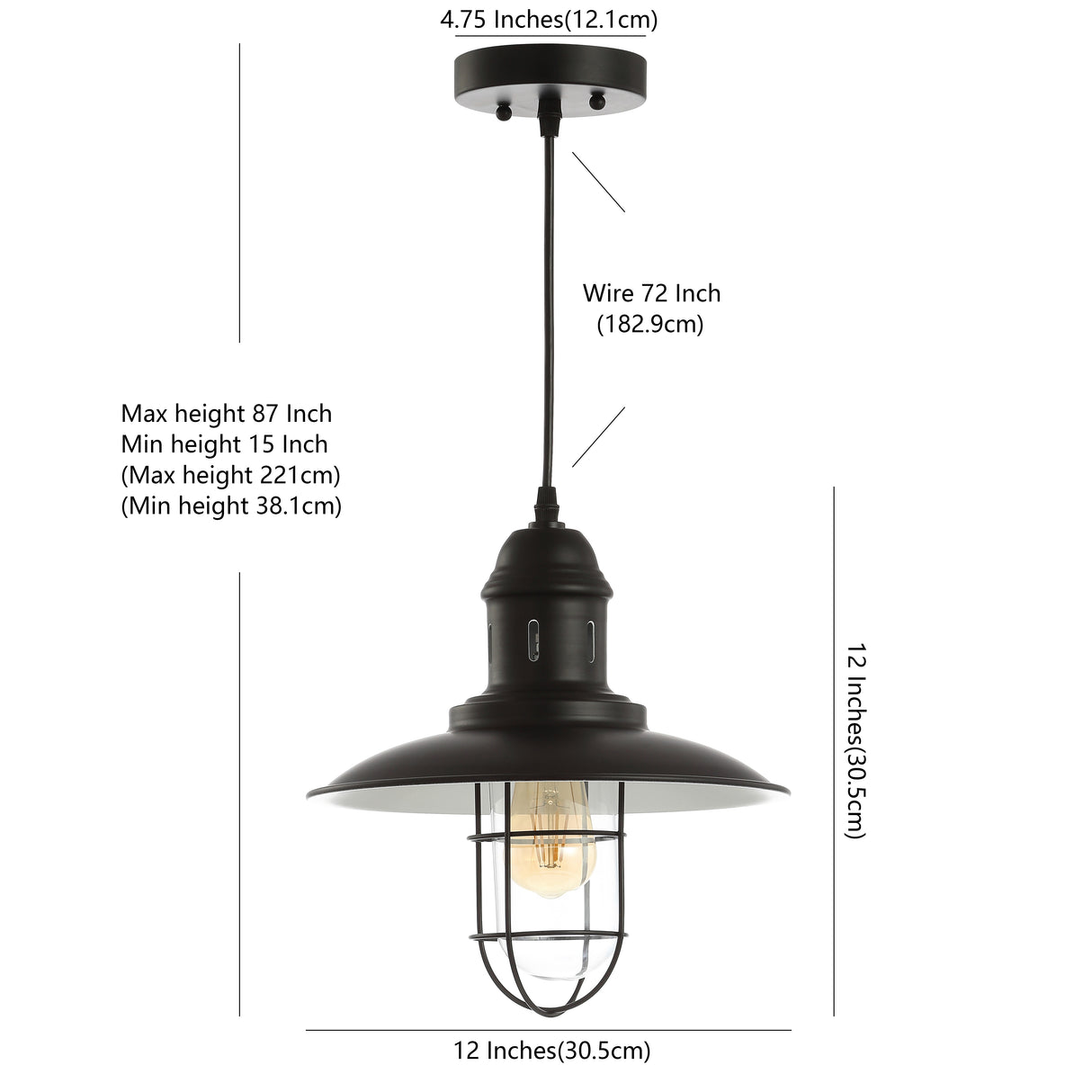 Deere Adjustable Iron/Glass Cage Light LED Pendant