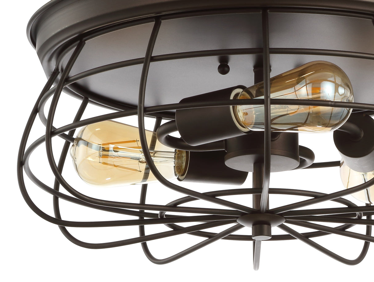 Calvia 3-Light Farmhouse Metal Cage Flush Mount