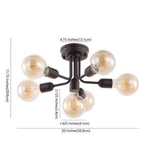 Marcel 6-Light Globe Farmhouse Modern Iron Bistro LED Semi Flush Mount