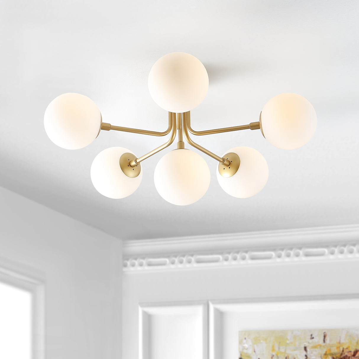 Olivier 6-Light Globe Modern Industrial Iron Bistro LED Semi Flush Mount