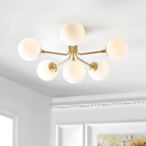 Olivier 6-Light Globe Modern Industrial Iron Bistro LED Semi Flush Mount
