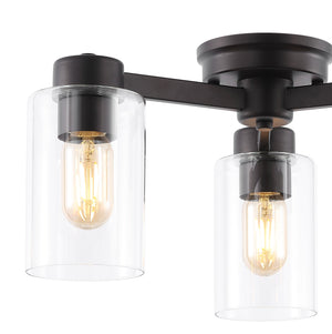 Orville 3-Light Farmhouse Industrial Iron Cylinder LED Semi Flush Mount