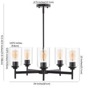 Orpheus 5-Light Farmhouse Industrial Iron Cylinder LED Chandelier