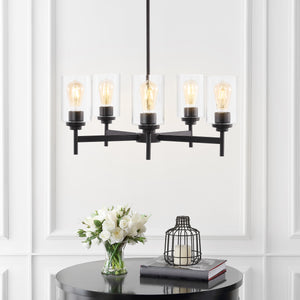 Orpheus 5-Light Farmhouse Industrial Iron Cylinder LED Chandelier