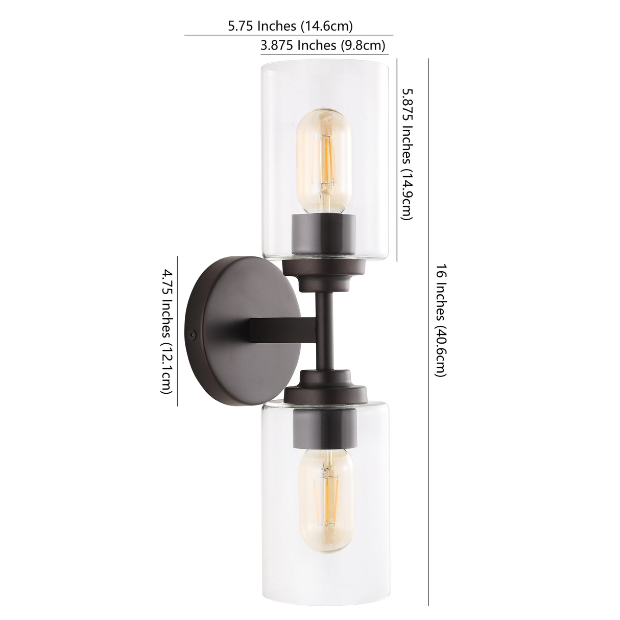 Giles 2-Light Farmhouse Industrial Iron Cylinder LED Sconce