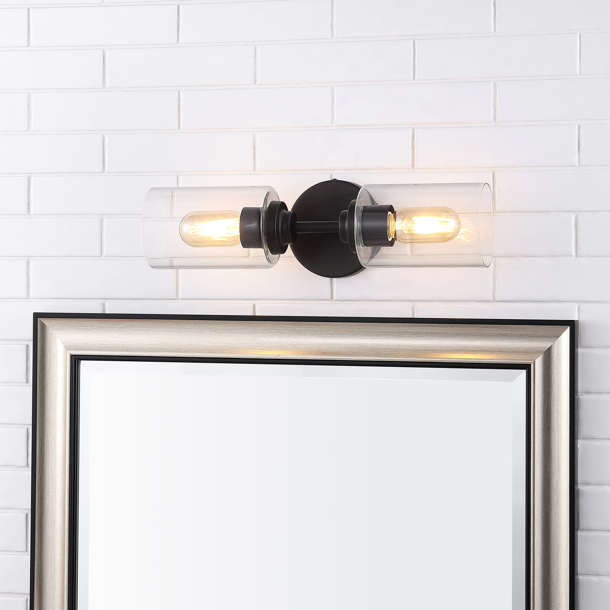 Giles 2-Light Farmhouse Industrial Iron Cylinder LED Sconce