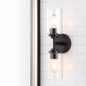 Giles 2-Light Farmhouse Industrial Iron Cylinder LED Sconce