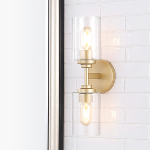 Giles 2-Light Farmhouse Industrial Iron Cylinder LED Sconce