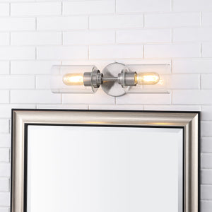 Giles 2-Light Farmhouse Industrial Iron Cylinder LED Sconce