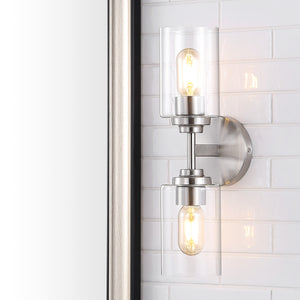 Giles 2-Light Farmhouse Industrial Iron Cylinder LED Sconce