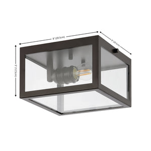 Eleanor 1-Light Farmhouse Industrial Square Iron/Glass Case LED Flush Mount