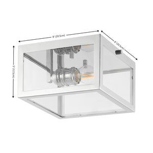 Eleanor 1-Light Farmhouse Industrial Square Iron/Glass Case LED Flush Mount