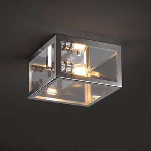 Eleanor 1-Light Farmhouse Industrial Square Iron/Glass Case LED Flush Mount