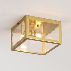 Eleanor 1-Light Farmhouse Industrial Square Iron/Glass Case LED Flush Mount