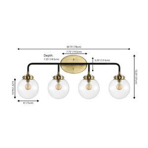 Caleb 4-Light Contemporary Transitional Iron/Glass LED Vanity Light