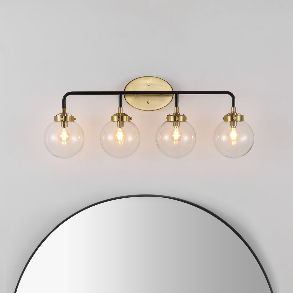 Caleb 4-Light Contemporary Transitional Iron/Glass LED Vanity Light