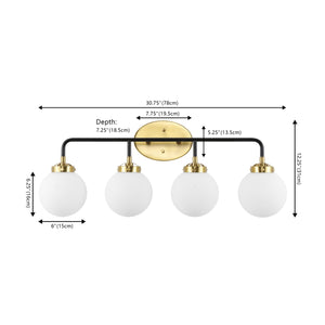 Caleb 4-Light Contemporary Transitional Iron/Glass LED Vanity Light