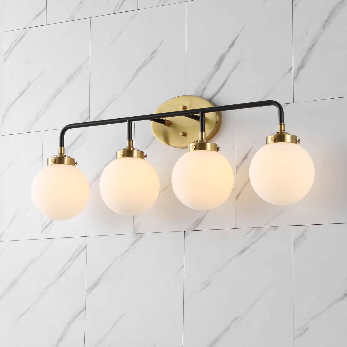 Caleb 4-Light Contemporary Transitional Iron/Glass LED Vanity Light