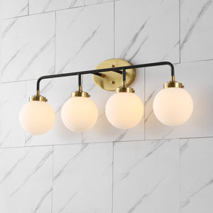 Caleb 4-Light Contemporary Transitional Iron/Glass LED Vanity Light