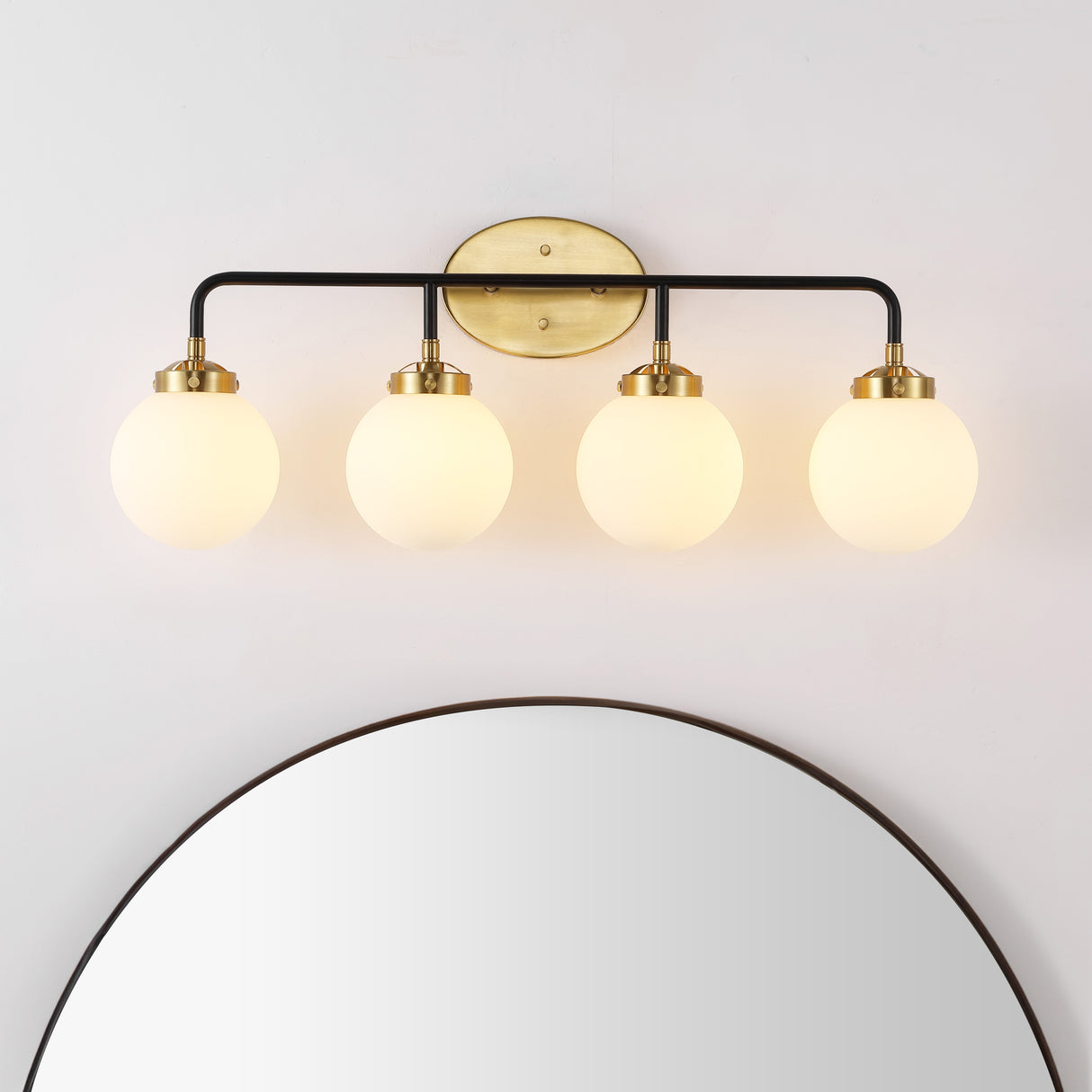 Caleb 4-Light Contemporary Transitional Iron/Glass LED Vanity Light