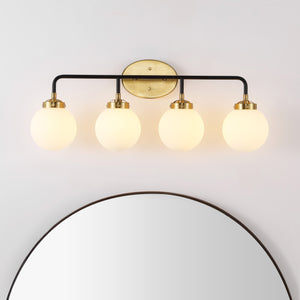 Caleb 4-Light Contemporary Transitional Iron/Glass LED Vanity Light