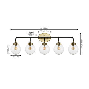 Caleb 5-Light Contemporary Transitional Iron/Glass LED Vanity Light