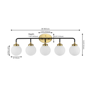 Caleb 5-Light Contemporary Transitional Iron/Glass LED Vanity Light