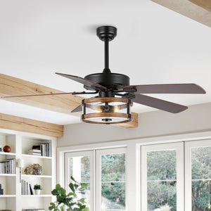 Joanna-2-Light-Rustic-Industrial-Iron/Wood/Seeded-Glass-Mobile-App/Remote-Controlled-LED-Ceiling-Fan-Ceiling-Fans