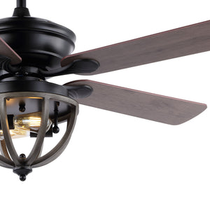 Jasper 2-Light Farmhouse Industrial Iron Dome Shade LED Ceiling Fan With Remote